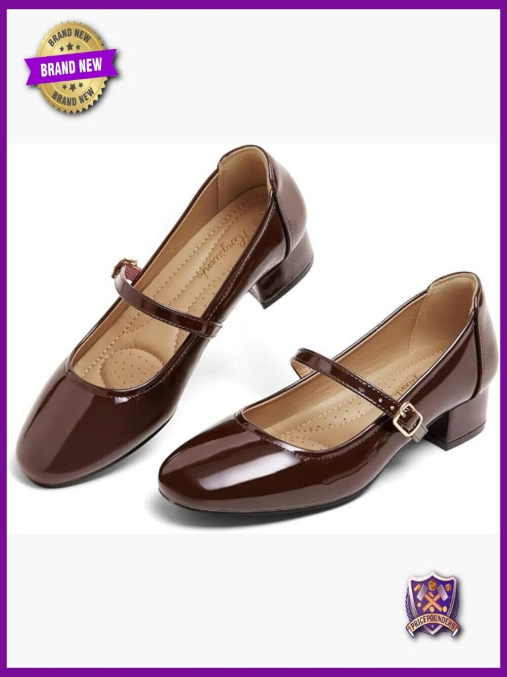 Women's Low Heel Mary Jane Pumps with Adjustable Ankle Strap